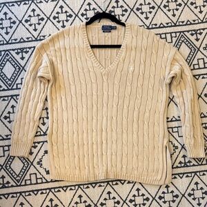 Polo by Ralph Lauren Pima Cotton Tan V-Neck Sweater